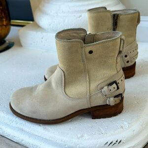 Ugg Orion Soft Suede Zip Ankle Boots Womens 6.5 Off White